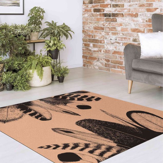 black area rug Two Feather Nests