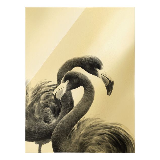 Glass print - Two Flamingos II - Portrait format