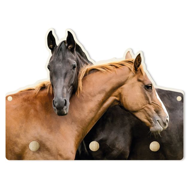 Coat rack for children - Two Snuggling Horses