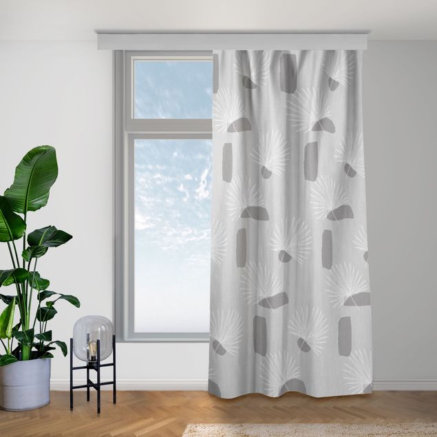 contemporary curtains European Fan Palm Fronds - Grey
